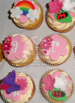 Butterfly, Ladybug, Rainbow and Letter Cupcakes